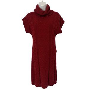 New York & Company Red Maroon Cowl Neck Sweater Dress With Cable Knit Pattern XS